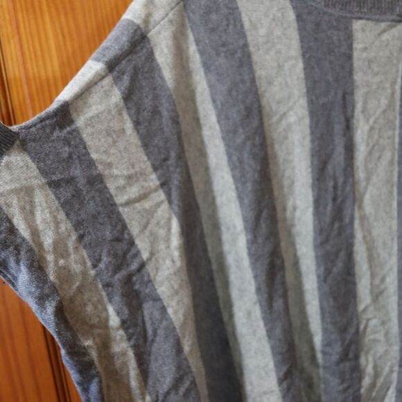 Michael Stars Wool Cashmere Striped Poncho Sweater OS Y2K Preppy Chic Cozy - Picture 3 of 13